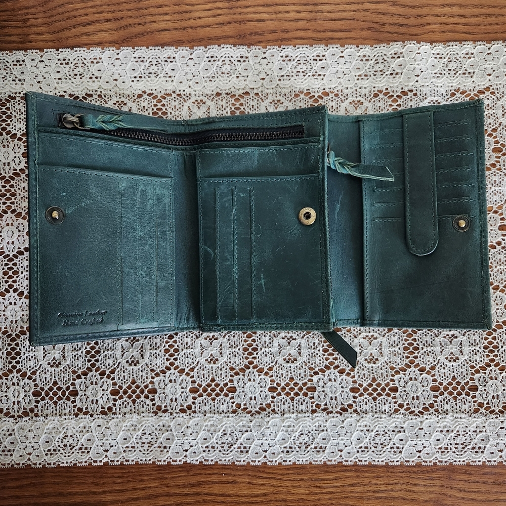 Distressed Embossed Leather Wallet - Picture 7 of 15